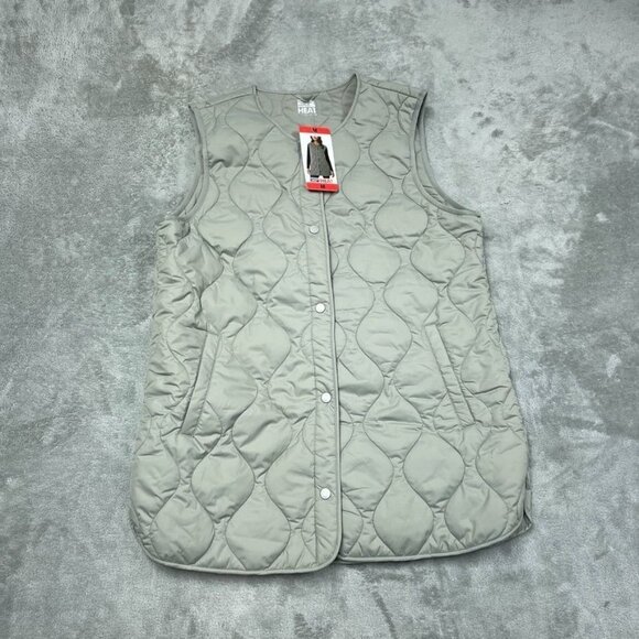 32 Degrees Womens Quilted Snap-Front Vest Size M Olive Polyester d0470 - Picture 1 of 8